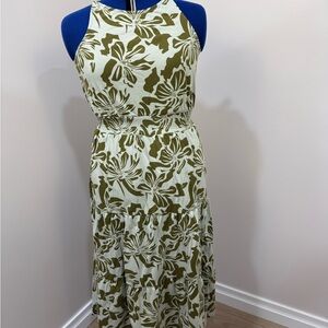 Market & Spruce Olive Floral Midi Dress